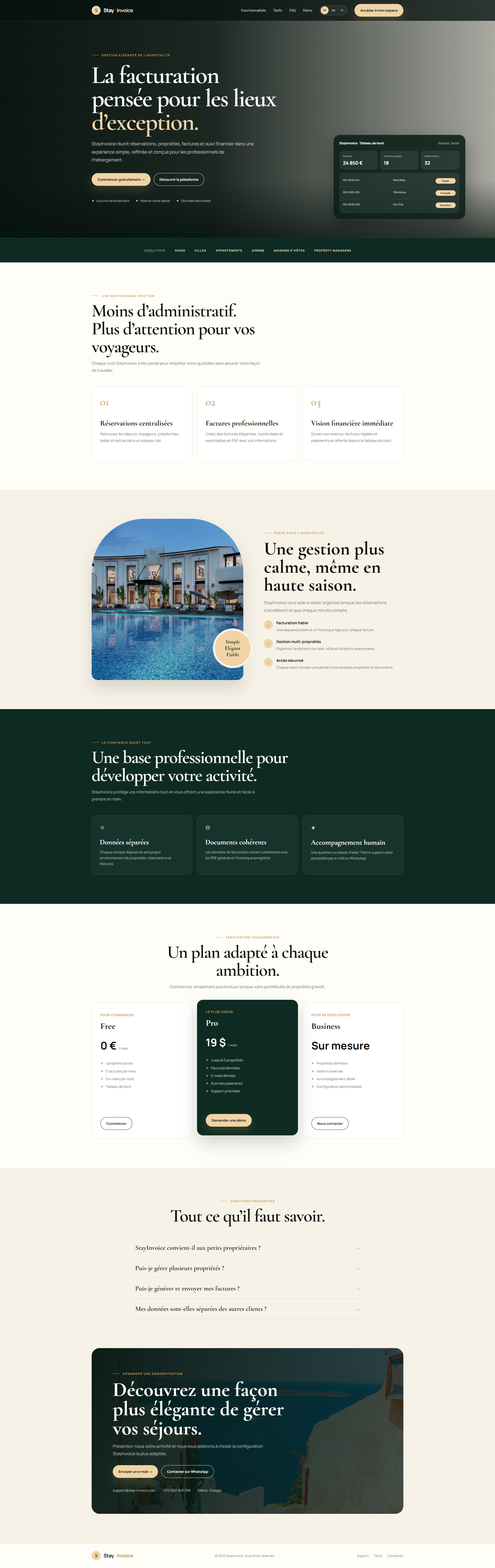 Aperçu du projet StayInvoice